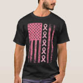Brustkrebs-Flag Rosa-Band-Bewusstsein T-Shirt (Vorderseite)