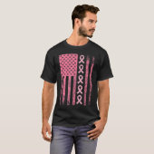 Brustkrebs-Flag Rosa-Band-Bewusstsein T-Shirt (Vorne ganz)