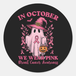 Brustkrebs Frauen Halloween Gespenst im Oktober Wi Runder Aufkleber