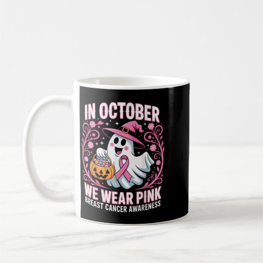 Brustkrebs Frauen Halloween im Oktober tragen wir Kaffeetasse (Links)
