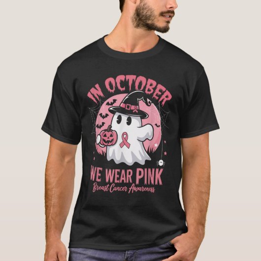 Brustkrebs Frauen Halloween im Oktober tragen wir T-Shirt (Vorderseite)