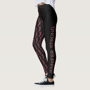 Brustkrebs - Führen Sie Ihren Namen Strong Pink R Leggings