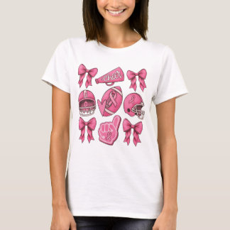 Brustkrebs-Fußball-Cheer-Pink-Ribbon-Team T-Shirt