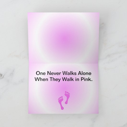 Brustkrebs "Gemeinsam laufen" Grußkarte. Karte (Innenseite)