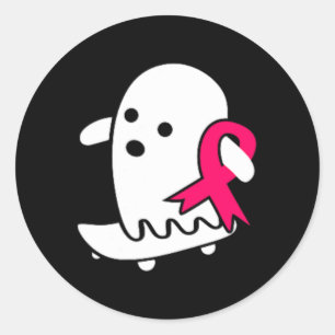 Brustkrebs Ghost Halloween rosa Brustkrebs A Runder Aufkleber