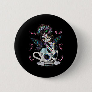 Brustkrebs Girl Sugar Skull Kostüm Halloween G Button