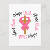 Brustkrebs Glaube Hoffnung Liebe Kreuz Postkarte (Vorderseite)