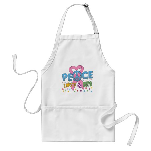 Brustkrebs Groovy Peace Liebe Cure Schürze (Vorne)