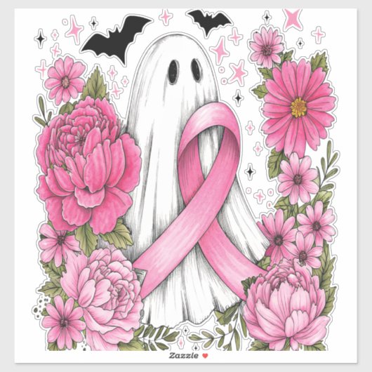 Brustkrebs Halloween Ghost Boho Aufkleber (Blatt)