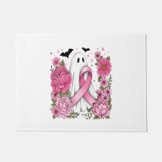 Brustkrebs Halloween Ghost Boho Fußmatte (Vorderseite)