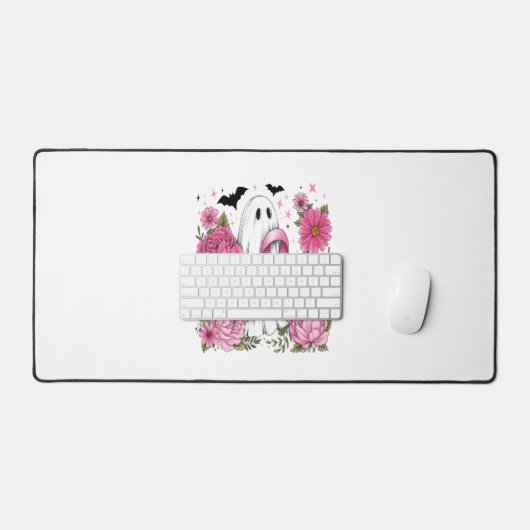 Brustkrebs Halloween Ghost Boho Schreibtischunterlage (Tastatur & Maus)