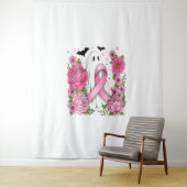 Brustkrebs Halloween Ghost Boho Wandteppich (Beispiel)