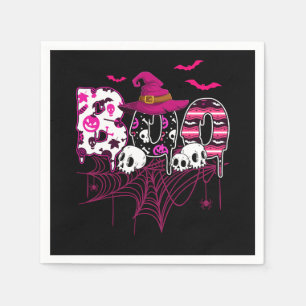 Brustkrebs Halloween-Kostümboo mit Hexenhut Serviette