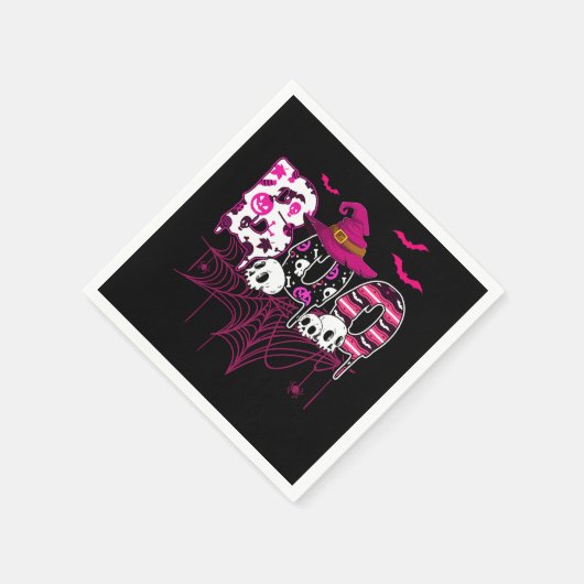 Brustkrebs Halloween-Kostümboo mit Hexenhut Serviette (Ecke)