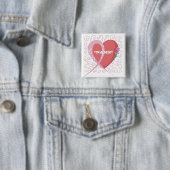 Brustkrebs-Herz-kundengerechter quadratischer Button (Beispiel)