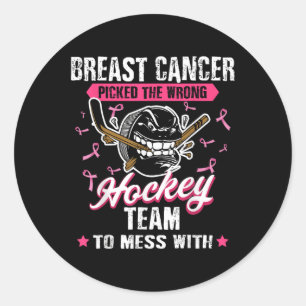 Brustkrebs Hockey Team Pink Awareness Ribbon Pa Runder Aufkleber