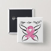 Brustkrebs Hoffnung Liebe Glaube Button (Vorne & Hinten)