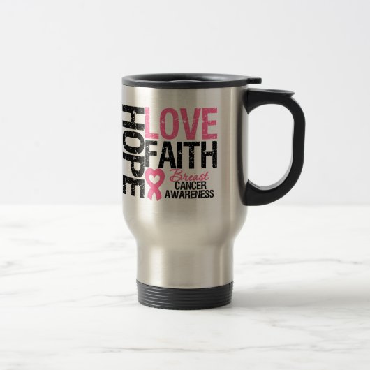 Brustkrebs Hoffnung Liebe Glaube Reisebecher (Rechts)