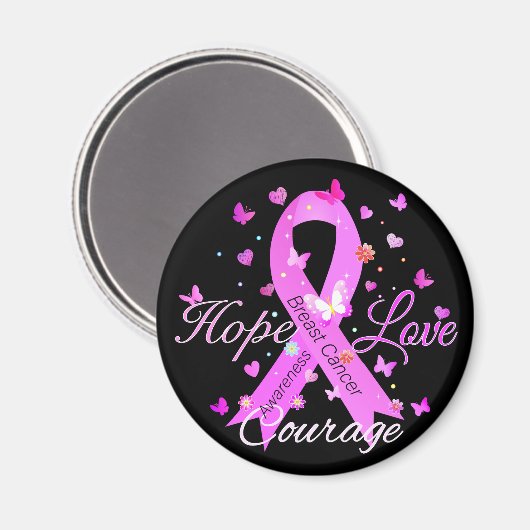Brustkrebs Hoffnung Liebe Mut Magnet (Vorderseite/Rückseite)