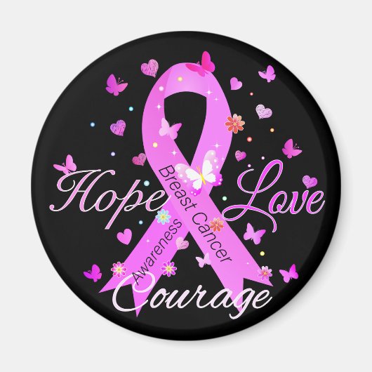 Brustkrebs Hoffnung Liebe Mut Magnet (Vorne)