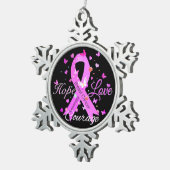 Brustkrebs Hoffnung Liebe Mut Schneeflocken Zinn-Ornament (Rechts)