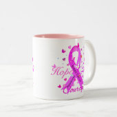 Brustkrebs Hoffnung Liebe Mut Zweifarbige Tasse (VorderseiteRechts)