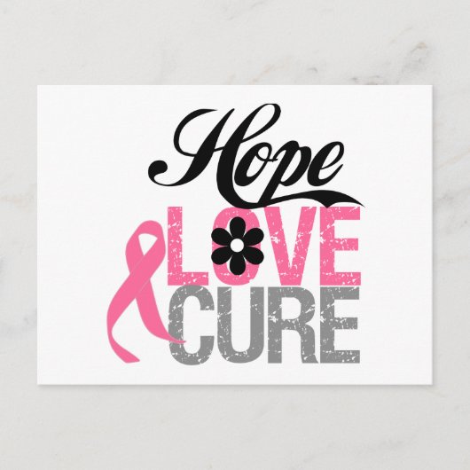 Brustkrebs HOPE LIEBE CURE Geschenke Postkarte (Vorderseite)