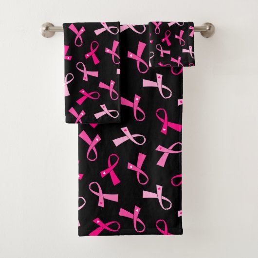 Brustkrebs Hot Pink Ribbon Muster Badhandtuch Set (Insitu)
