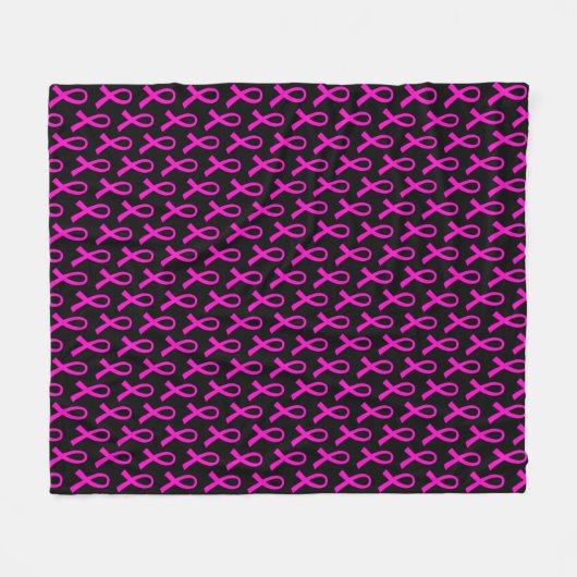 Brustkrebs Hot Pink Ribbon Muster Fleecedecke (Vorderseite (Horizontal))