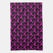 Brustkrebs Hot Pink Ribbon Muster Geschirrtuch (Vertikal)