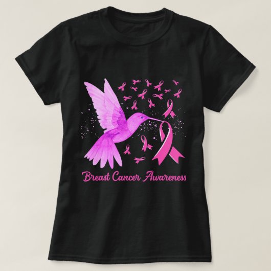 Brustkrebs Hummingbird Pink Sonnenblumen Brust Ca T-Shirt (Design vorne)