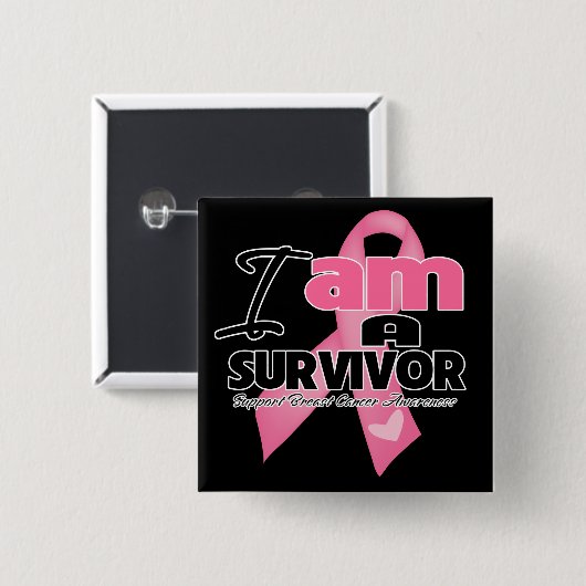 Brustkrebs - Ich bin ein Überlebender Button (Vorne & Hinten)