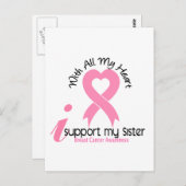 Brustkrebs Ich unterstütze meine Schwester Postkarte (Vorne/Hinten)