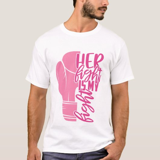 Brustkrebs Ihr Kampf ist mein Kampf rosa Schleife T-Shirt (Vorderseite)