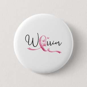 Brustkrebs im Krieger Monat Schmetterlinge rosa Ri Button