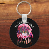 Brustkrebs im Oktober tragen wir rosa Dackel Schlüsselanhänger (Vorderseite)