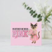 Brustkrebs im Oktober tragen wir rosa Postkarte (Stehend Vorderseite)