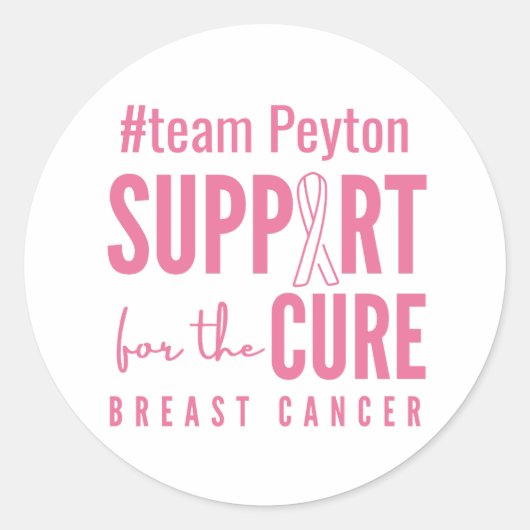 Brustkrebs-individuelle Name-Aufkleber Runder Aufkleber (Vorderseite)