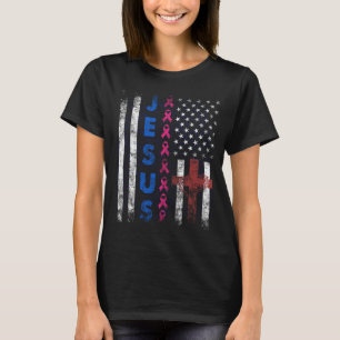 Brustkrebs Jesus Christliche Flaggenüberlebenszeit T-Shirt