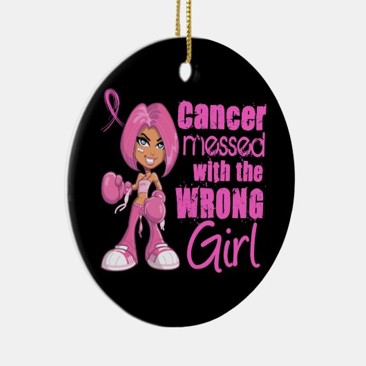 Brustkrebs-Kampf-Mädchen 1 Keramikornament (Rechts)
