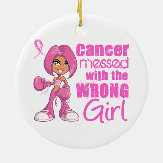 Brustkrebs-Kampf-Mädchen 1 Keramikornament (Hinten)