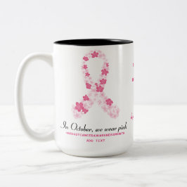 Brustkrebs kämpfen Blumensakura Rosa Schleim Zweifarbige Tasse