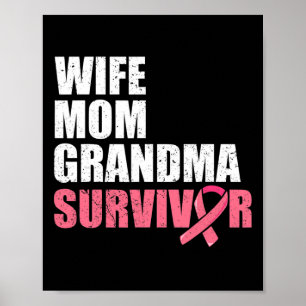 Brustkrebs kämpfen Frauen Shirt Ehefrau Mama Oma Poster