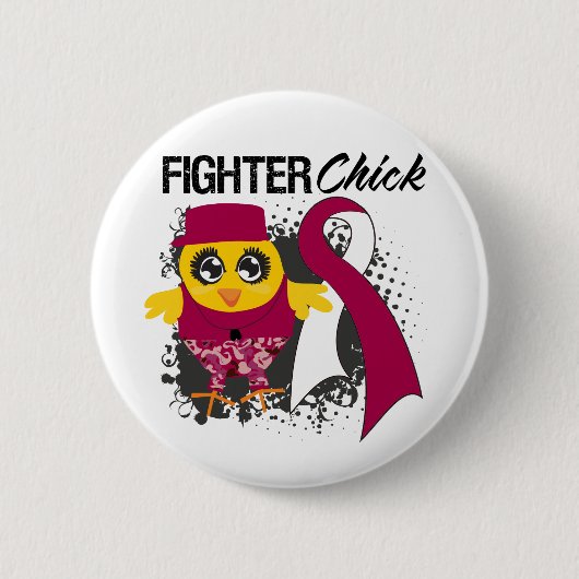 Brustkrebs Kämpfer Kick Grunge Button (Vorderseite)