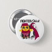 Brustkrebs Kämpfer Kick Grunge Button (Vorne & Hinten)