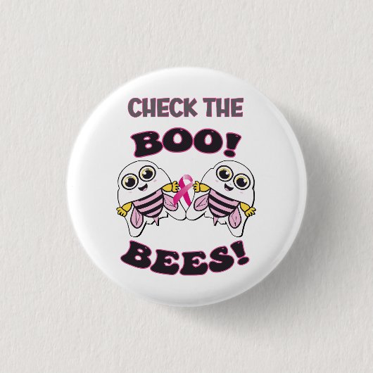 Brustkrebs-Karo Die Boo-Bienen Button (Vorderseite)