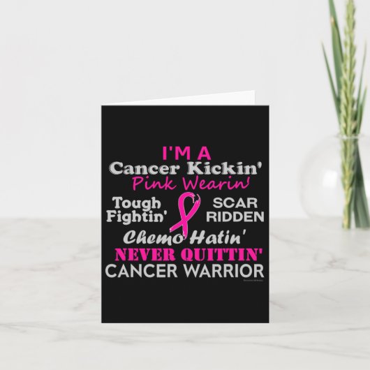 Brustkrebs Kickin' Chemo Hatin' Krieger Karte (Vorderseite)