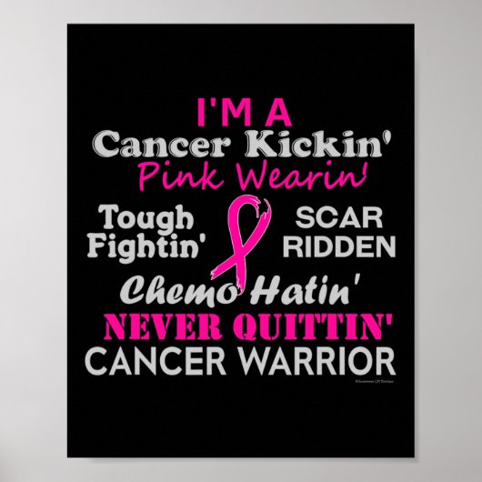 Brustkrebs Kickin' Chemo Hatin' Krieger Poster (Vorne)