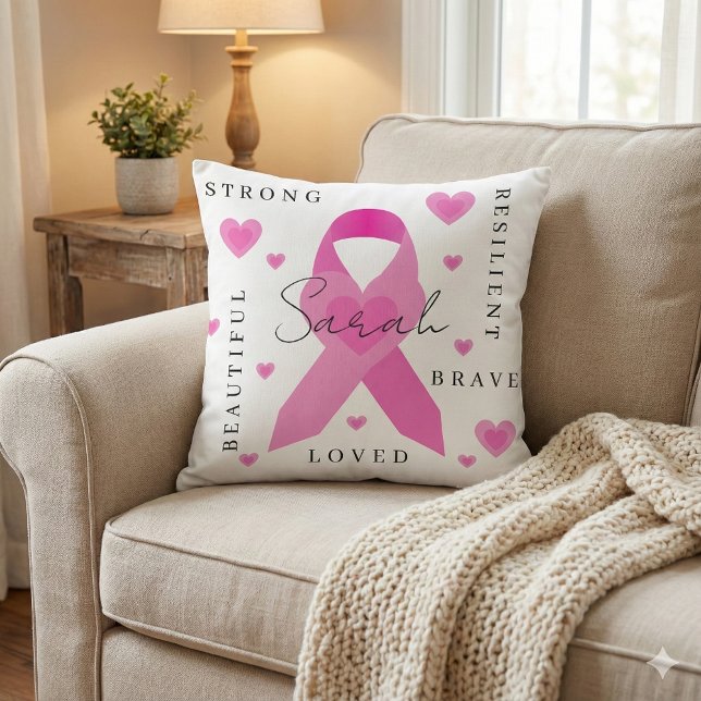 Brustkrebs Kissen (Empower someone with breast cancer with this beautiful personalized pillow! )