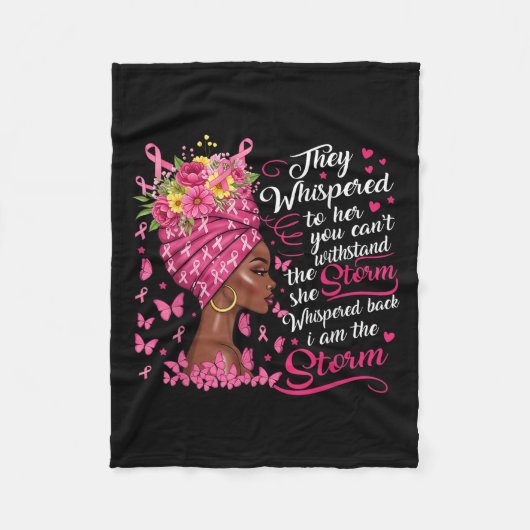 Brustkrebs-Krieg rosa Band im Sturm Bla Fleecedecke (Vorderseite)